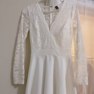 Windsor Lacy Fit & Flare White Dress